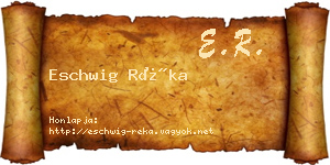 Eschwig Réka névjegykártya